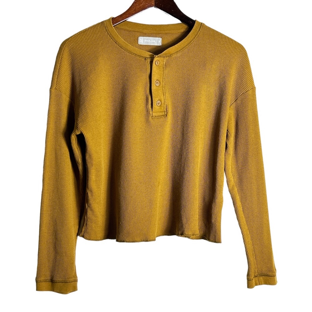 Everlane The Organic Cotton Waffle Henley Shirt Size M